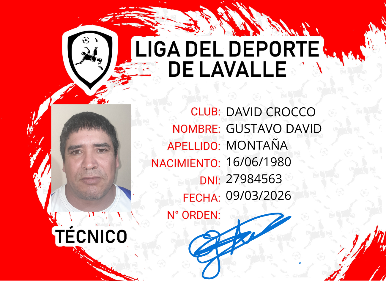 Foto carnet MONTAÑA, GUSTAVO DAVID