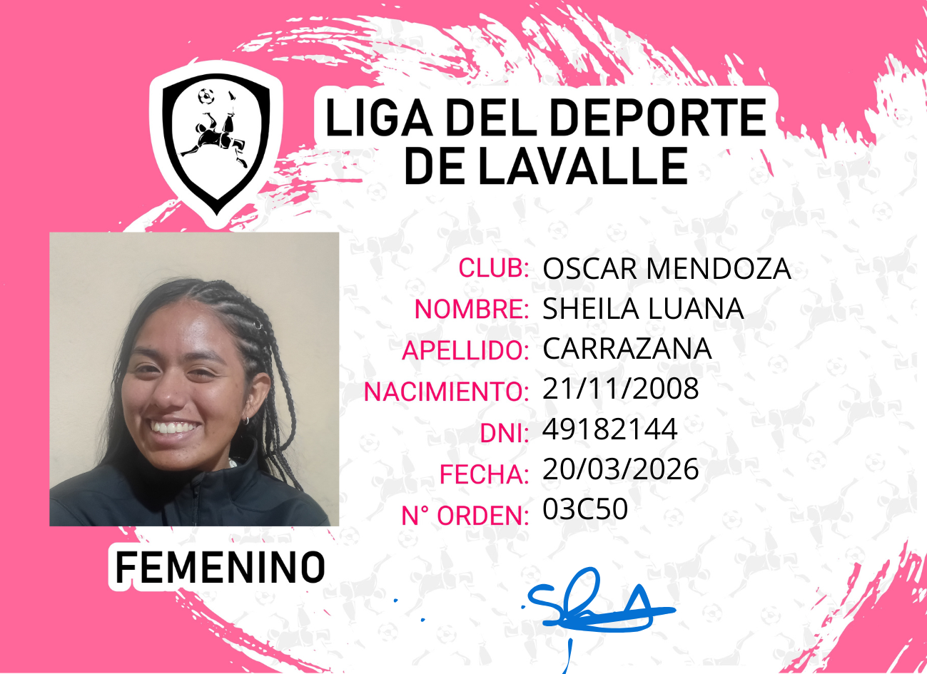 Foto carnet CARRAZANA, SHEILA LUANA