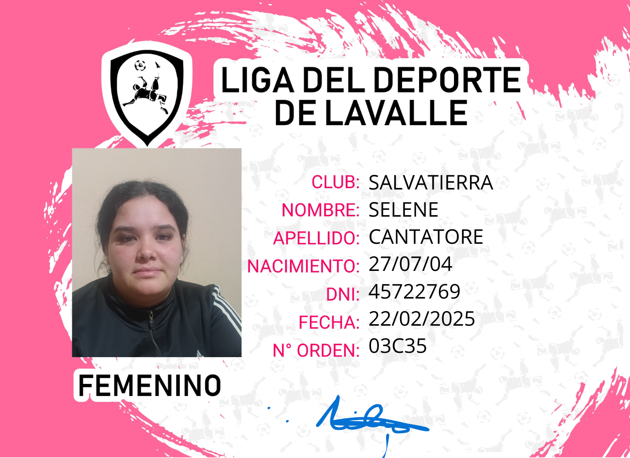Foto carnet CANTATORE, SELENE