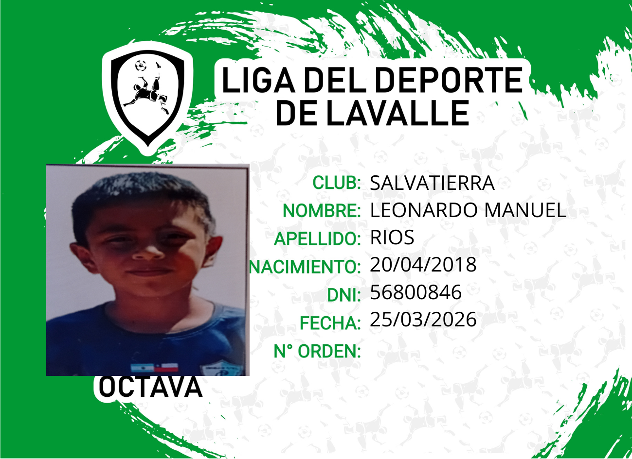 Foto carnet RIOS, LEONARDO MANUEL