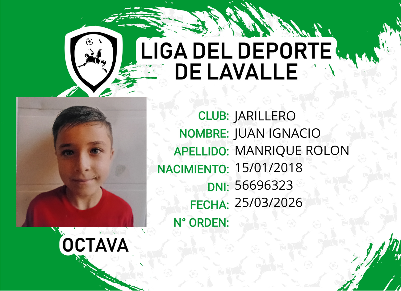 Foto carnet MANRIQUE ROLON, JUAN IGNACIO