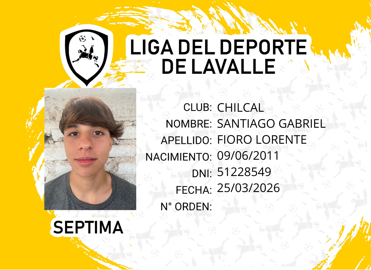 Foto carnet FIORO LORENTE, SANTIAGO GABRIEL