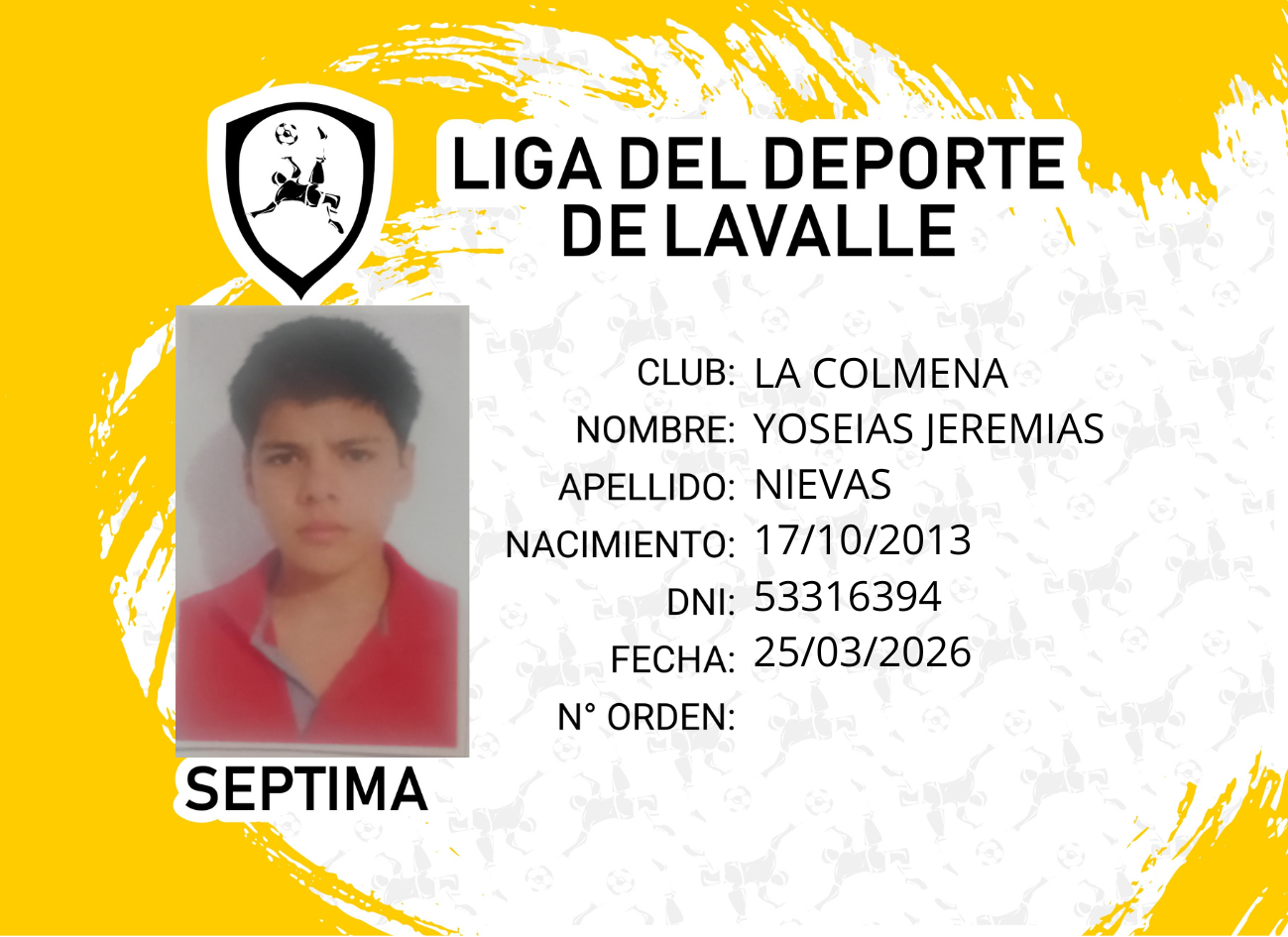 Foto carnet NIEVAS, YOSEIAS JEREMIAS