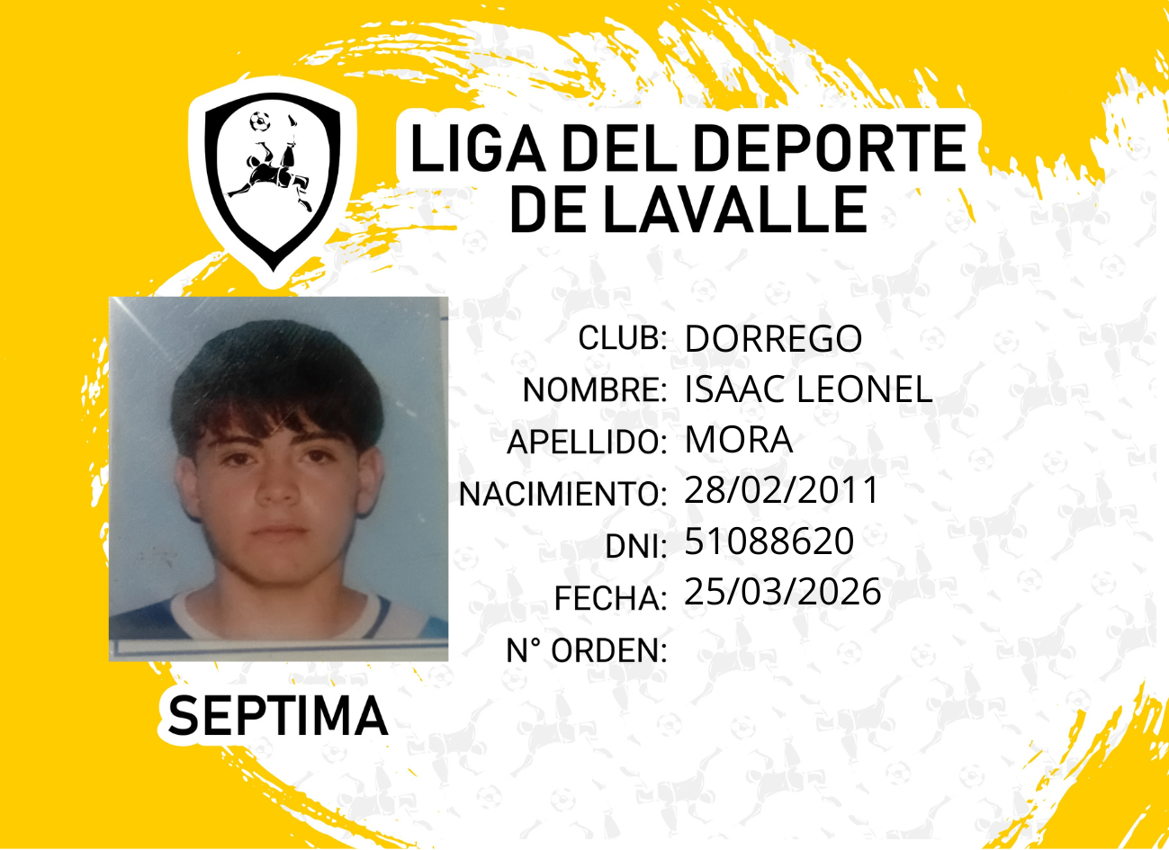 Foto carnet MORA, ISAAC LEONEL