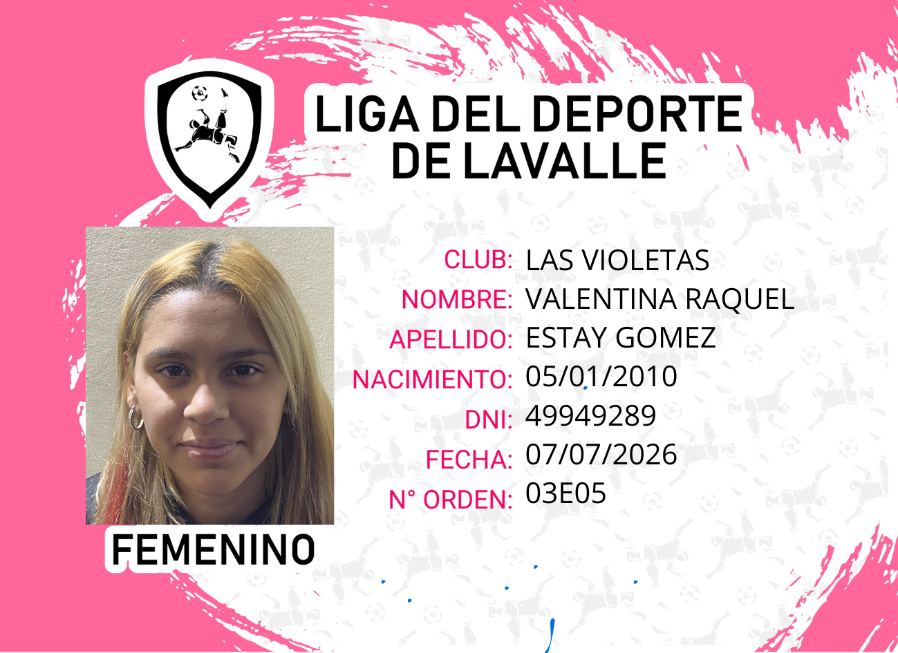 Foto carnet ESTAY GOMEZ VALENTINA RAQUEL