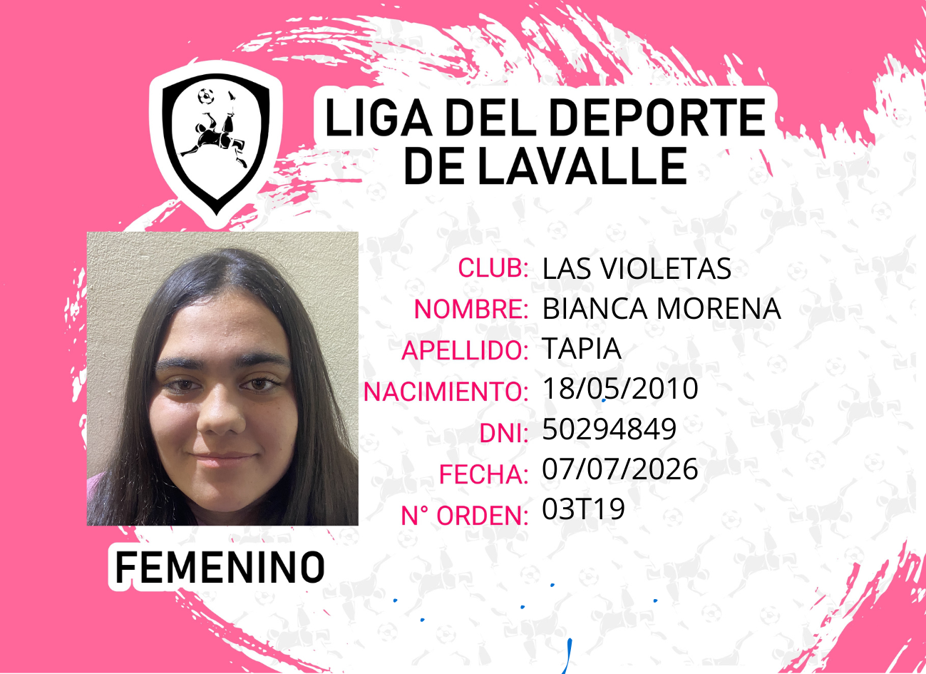Foto carnet TAPIA, BIANCA MORENA