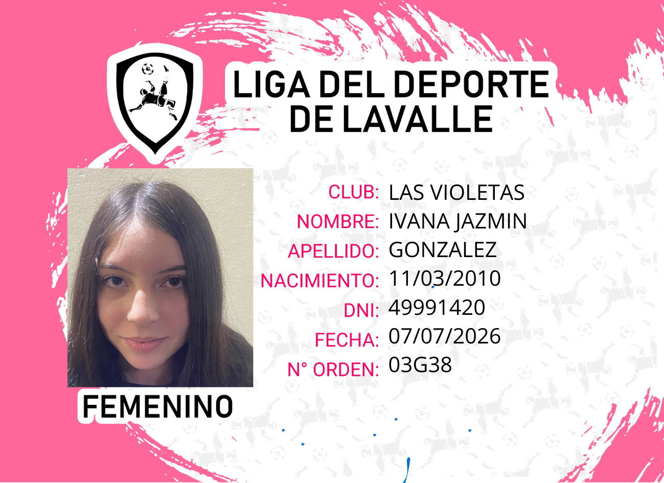 Foto carnet GONZALEZ, IVANA JAZMIN