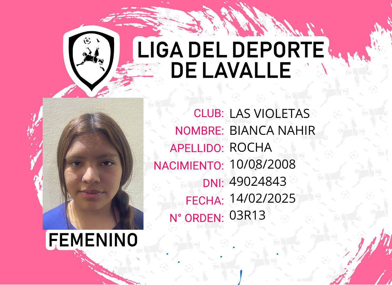 Foto carnet ROCHA, BIANCA NAHIR