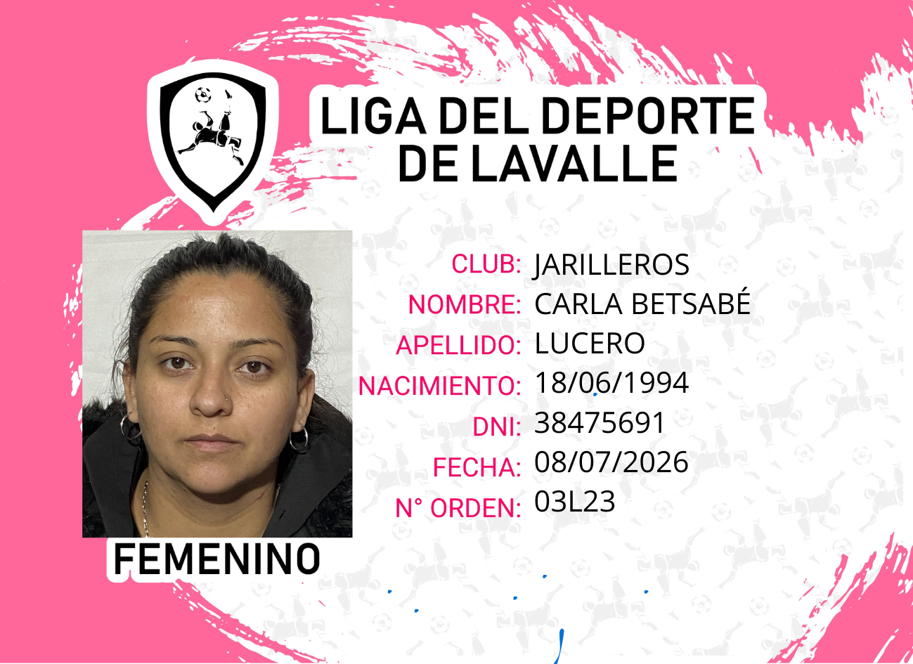 Foto carnet LUCERO CARLA BETSARE