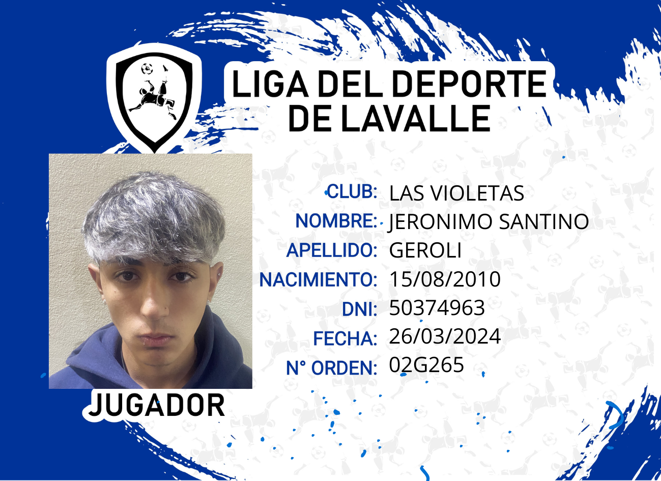 Foto carnet GEROLI, JERONIMO SANTINO