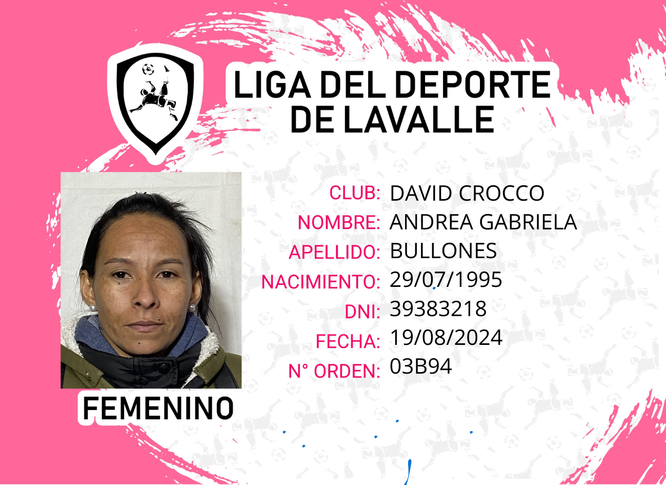 Foto carnet BULLONES ANDREA GABRIELA