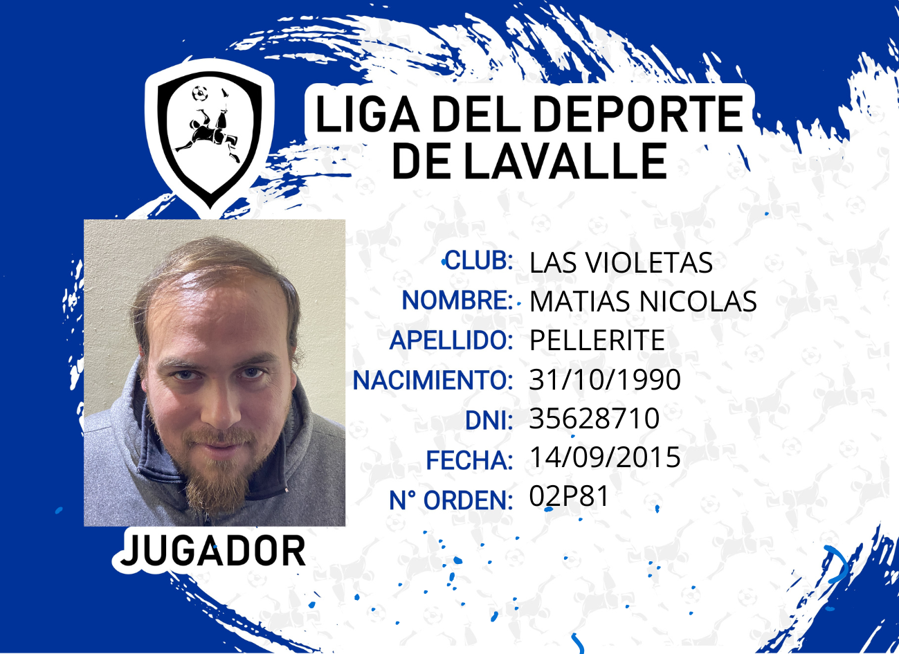 Foto carnet PELLERITE, MATIAS NICOLAS