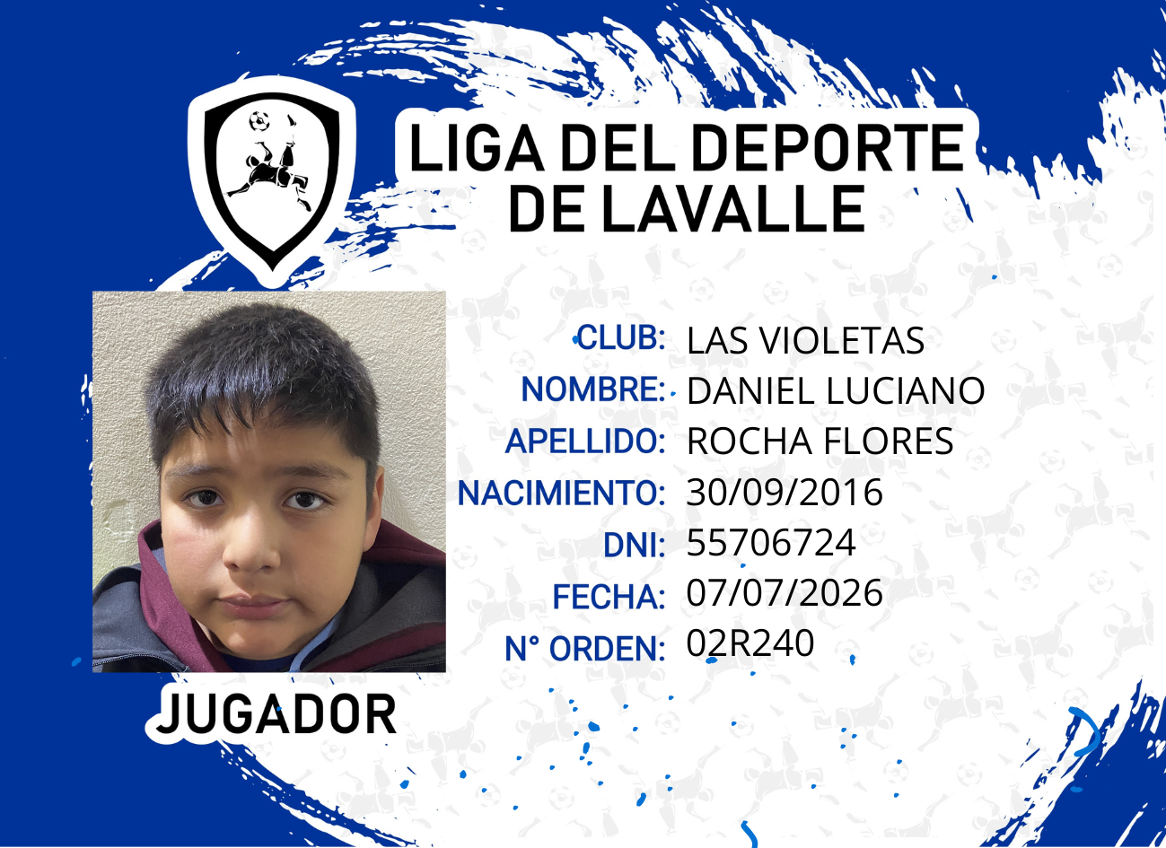 Foto carnet ROCHA FLORES DANIEL LUCIANO