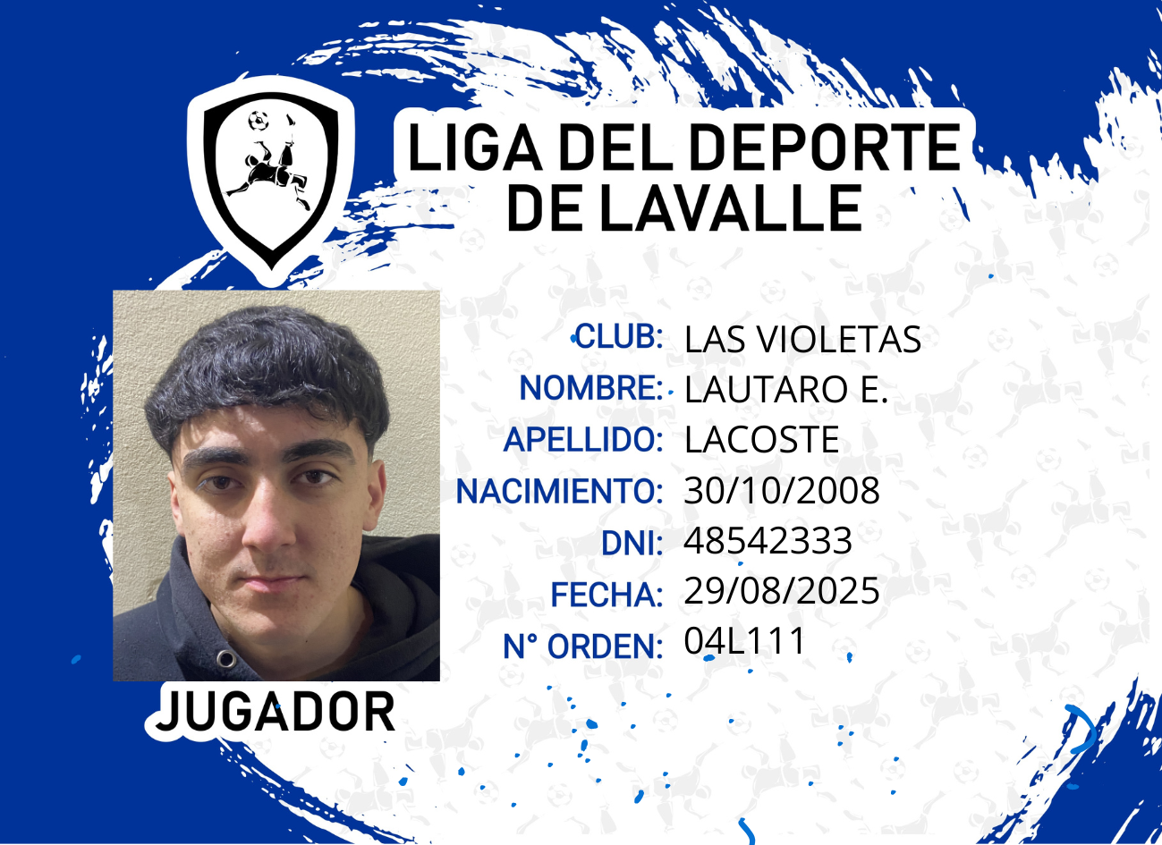 Foto carnet LACOSTE, LAUTARO E.