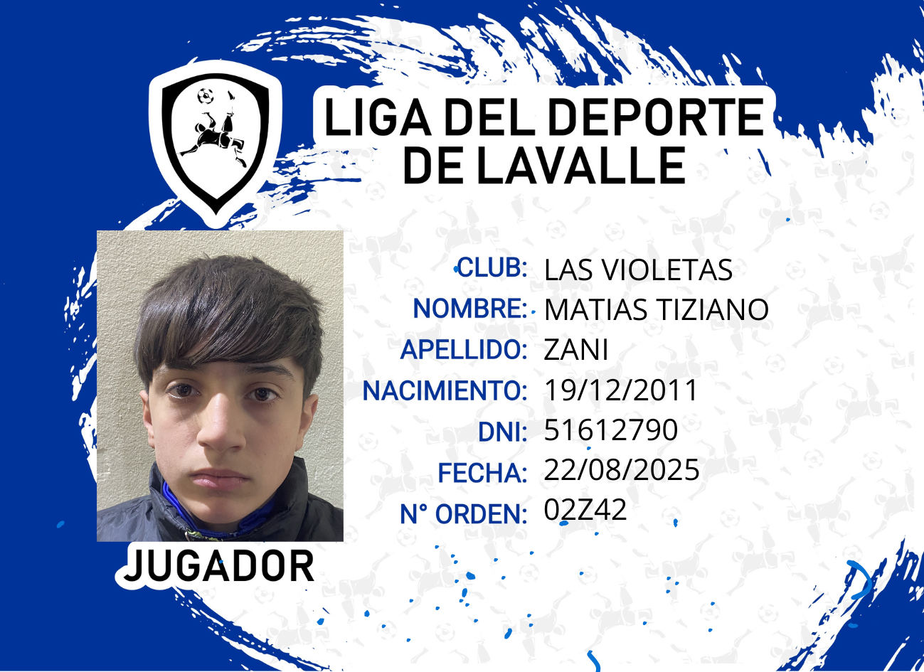 Foto carnet ZANI, MATIAS TIZIANO
