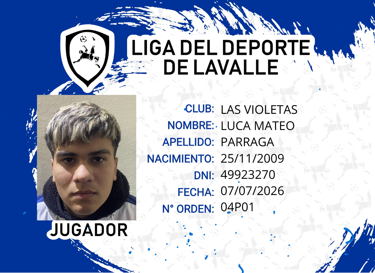 Foto carnet PARRAGA, LUCA MATEO