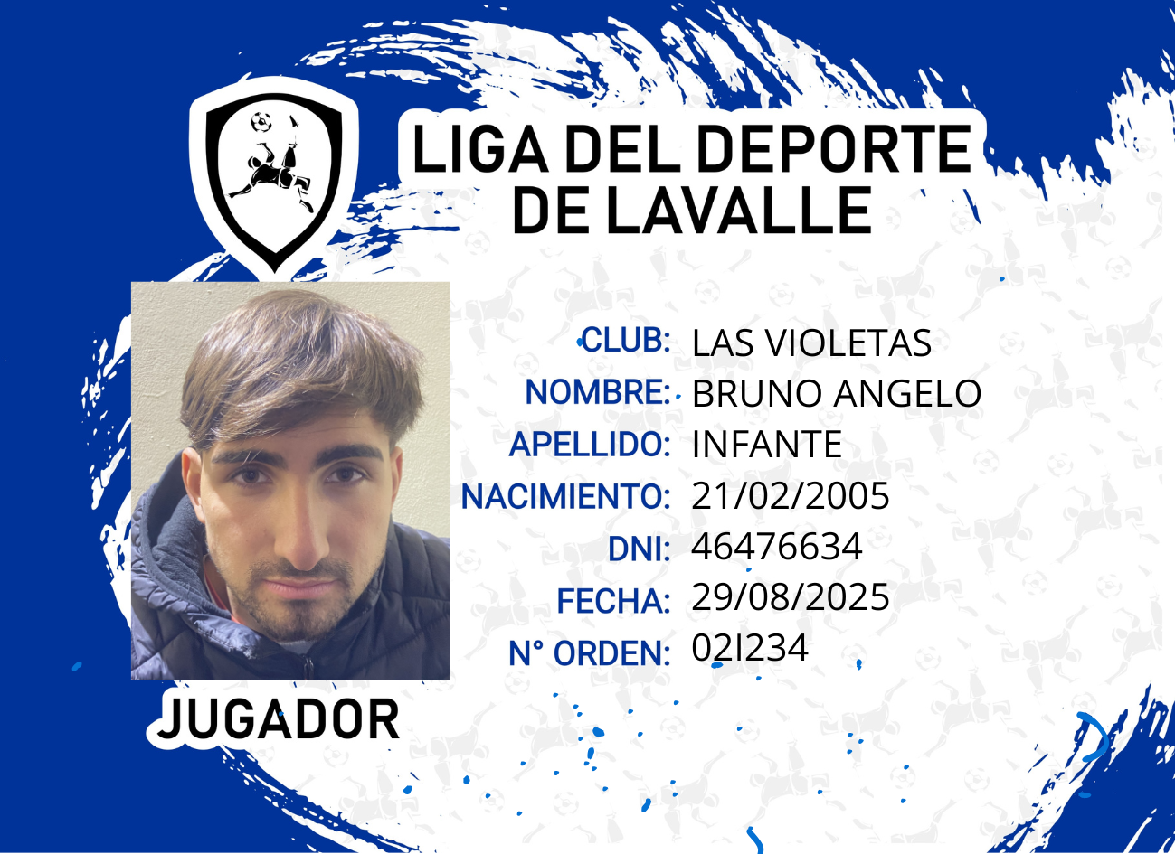 Foto carnet INFANTE, BRUNO ANGELO