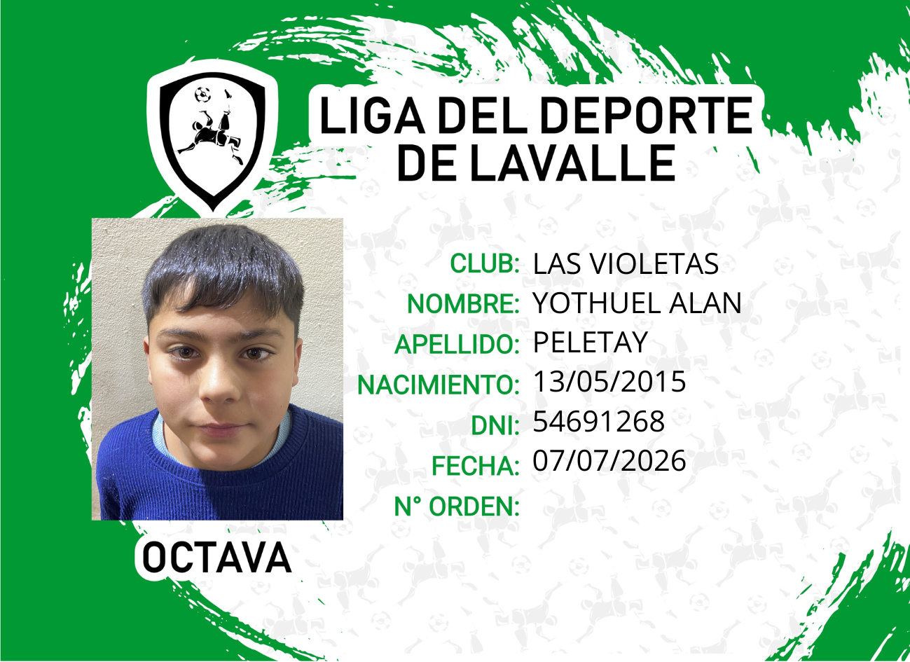 Foto carnet PELETAY, YOTHUEL ALAN
