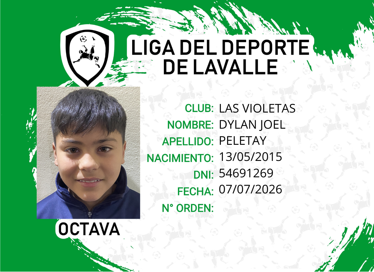 Foto carnet PELETAY, DYLAN JOEL