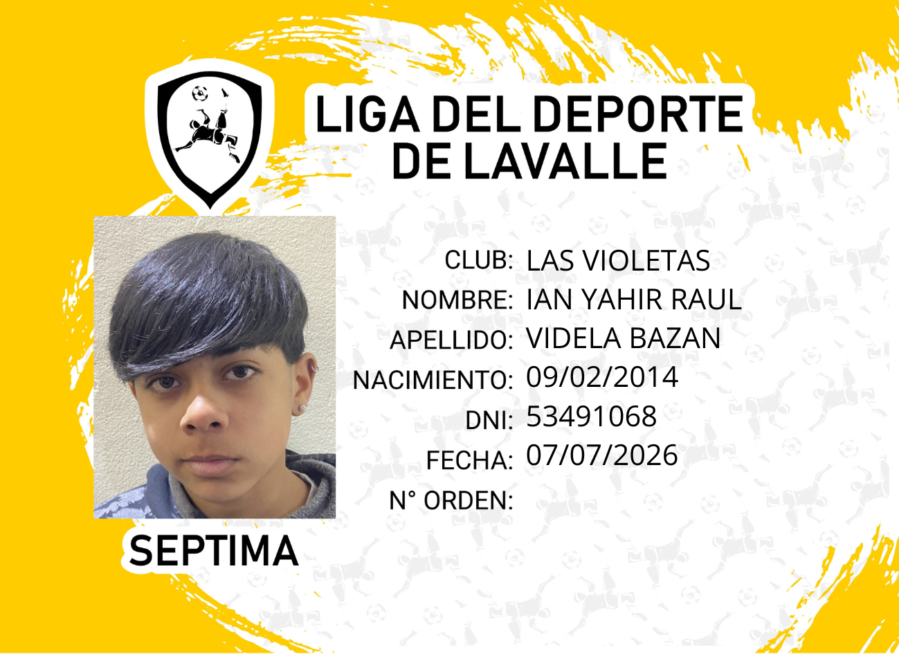 Foto carnet VIDELA BAZAN, IAN YAHIR RAUL