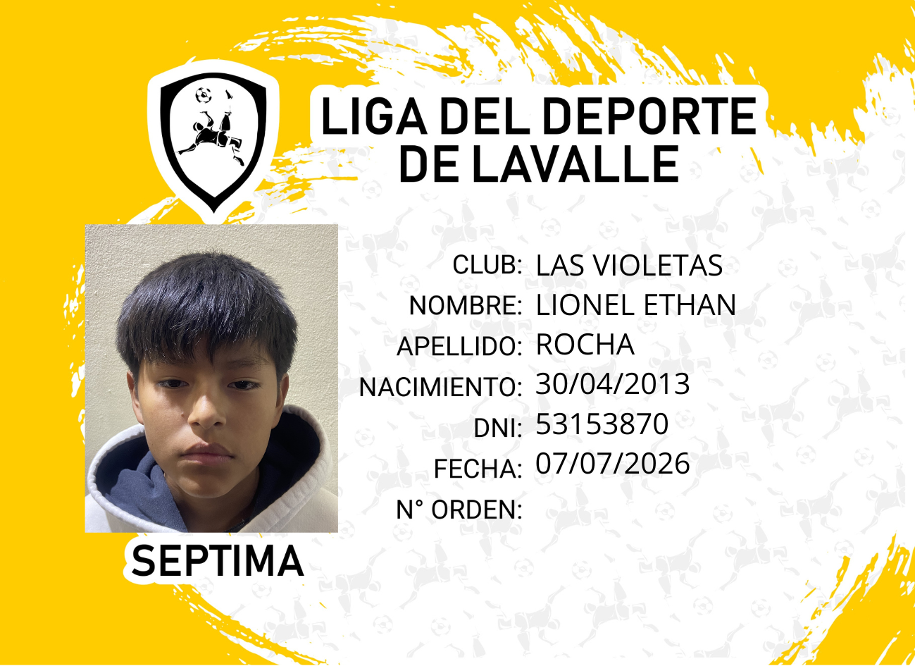 Foto carnet ROCHA, LIONEL ETHAN