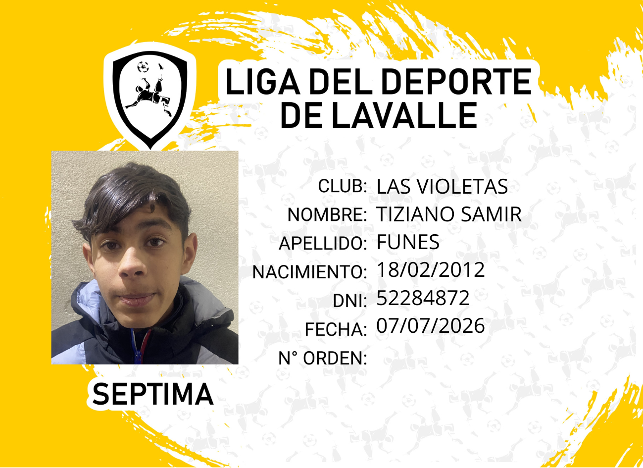 Foto carnet FUNES, TIZIANO SAMIR
