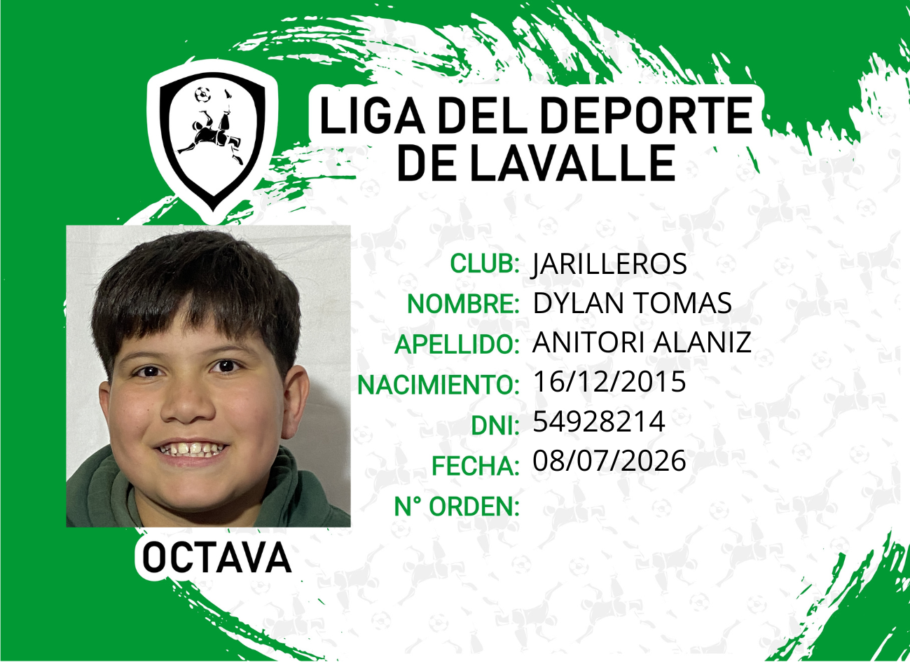 Foto carnet ANITORI ALANIZ DYLAN TOMAS
