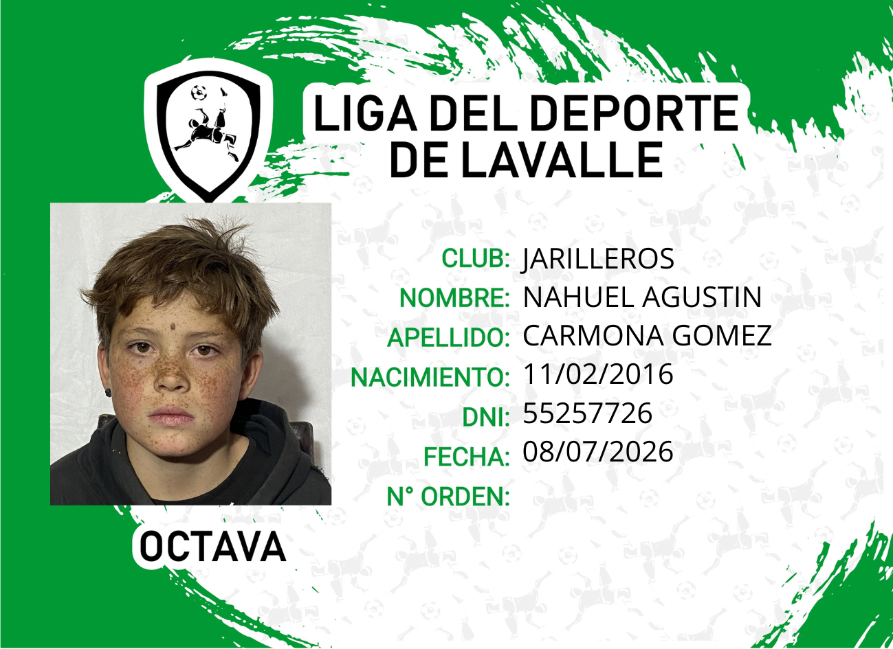 Foto carnet CARMONA GOMEZ NAHUEL AGUSTIN