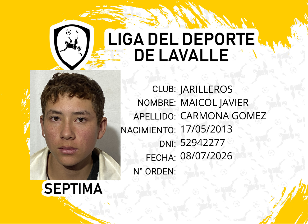 Foto carnet CARMONA GOMEZ MAICOL JAVIER