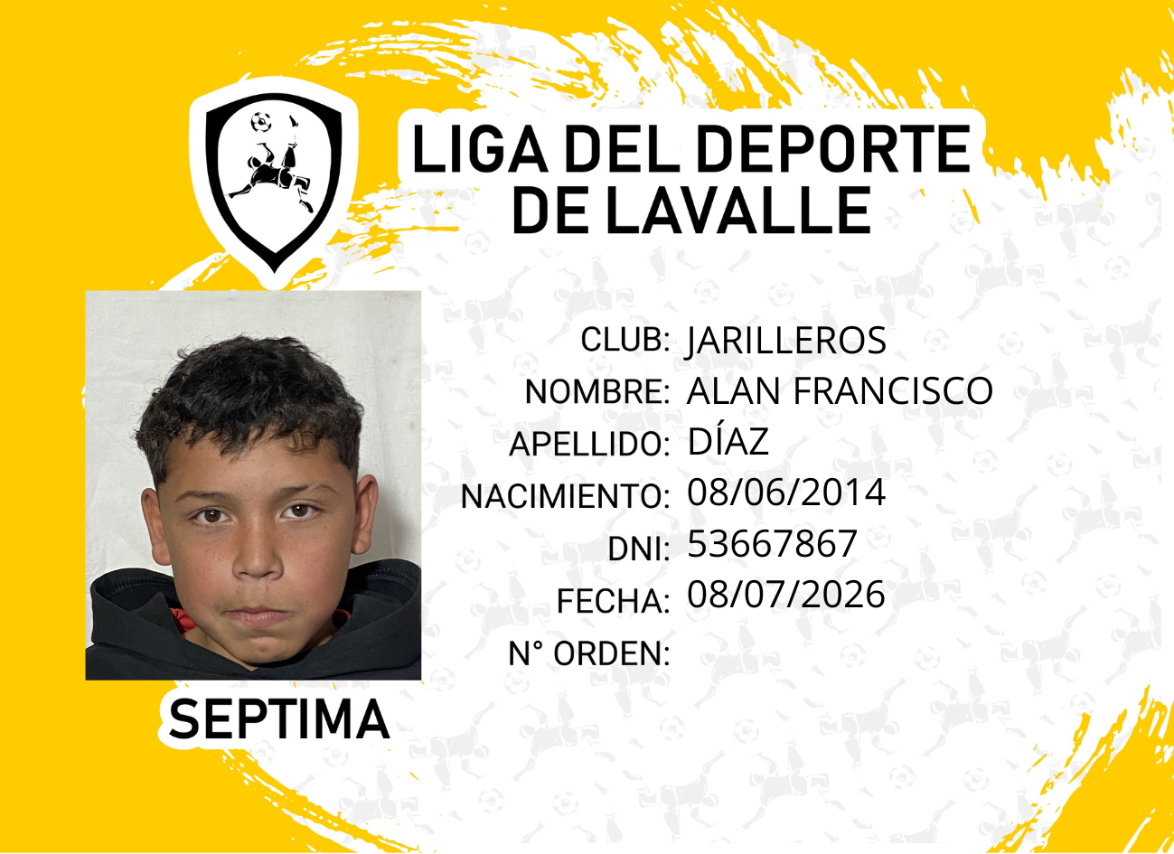 Foto carnet DIAZ ALAN FRANCISCO
