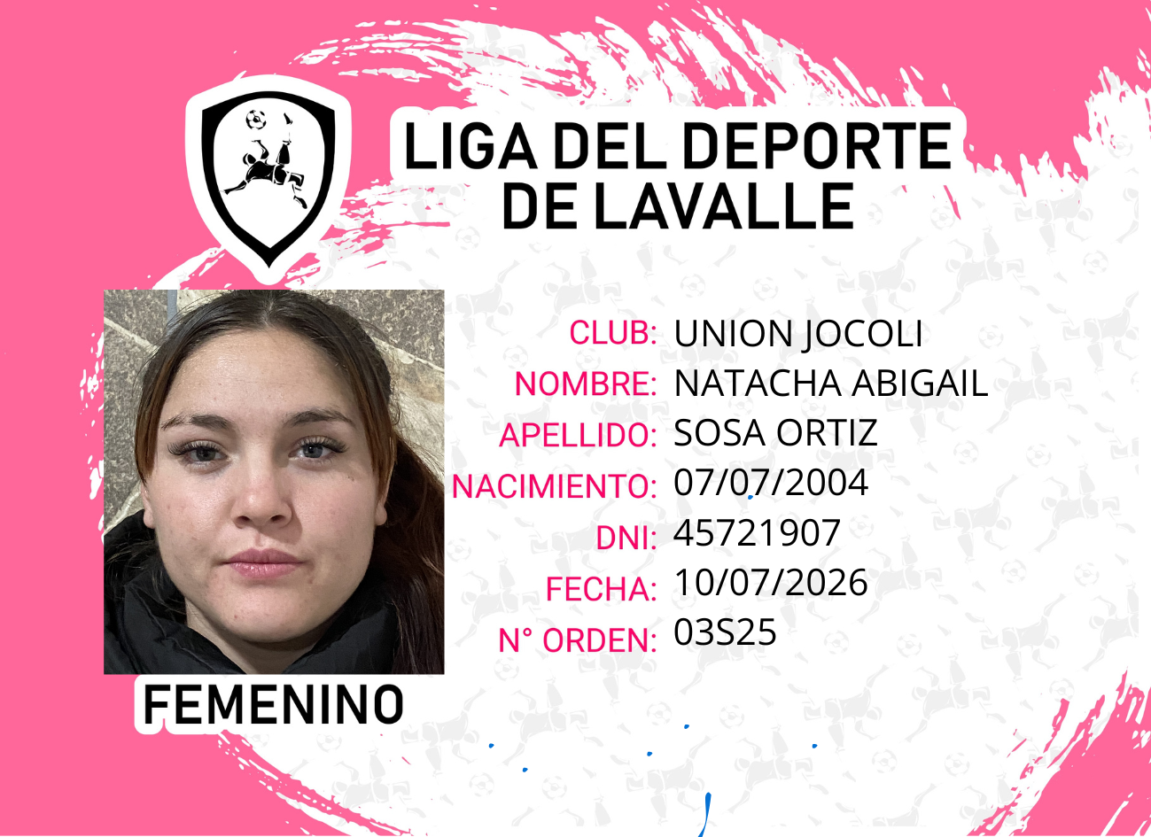 Foto carnet SOSA ORTIZ, NATACHA ABIGAIL