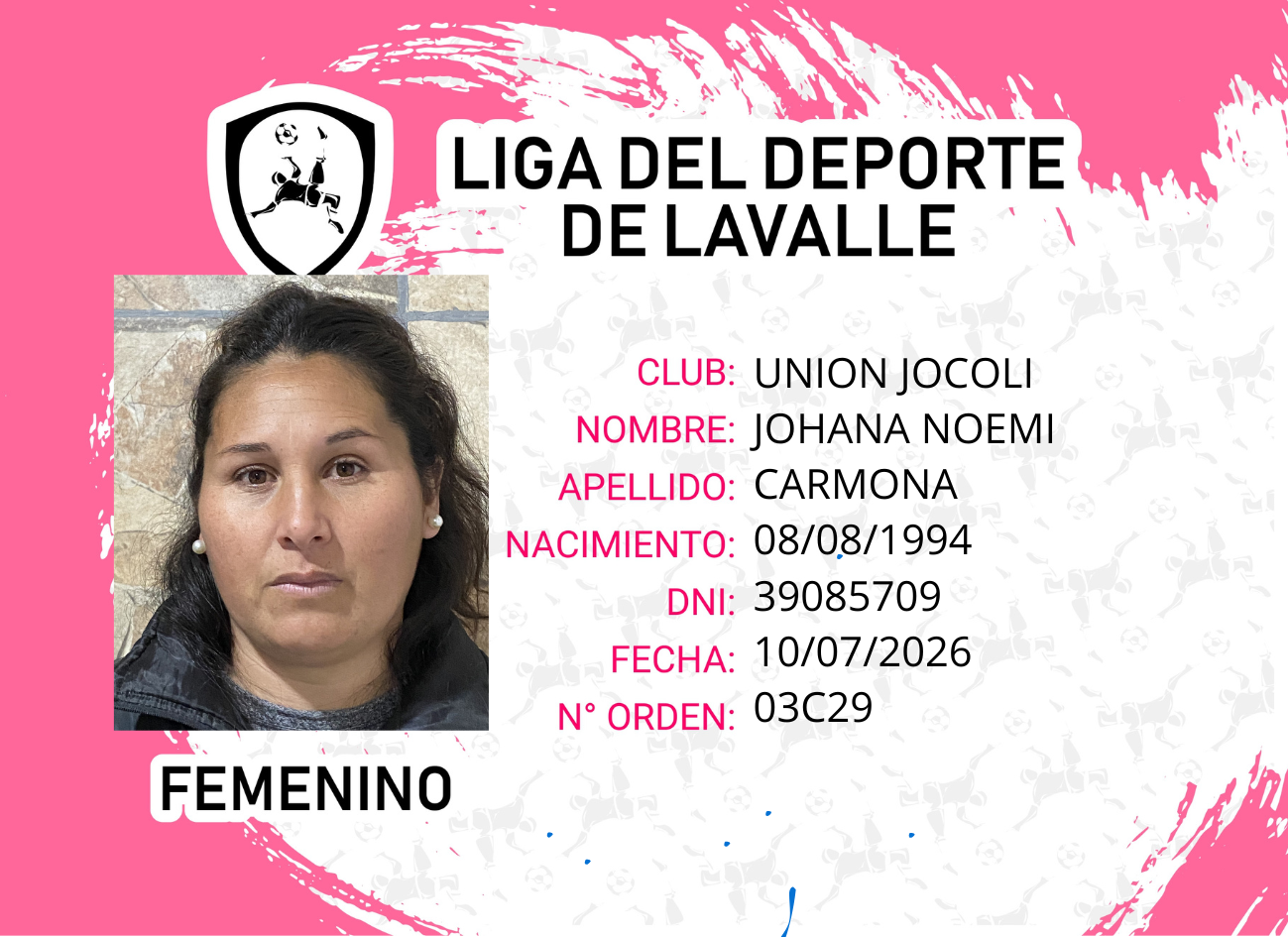 Foto carnet CARMONA, JOHANA NOEMI