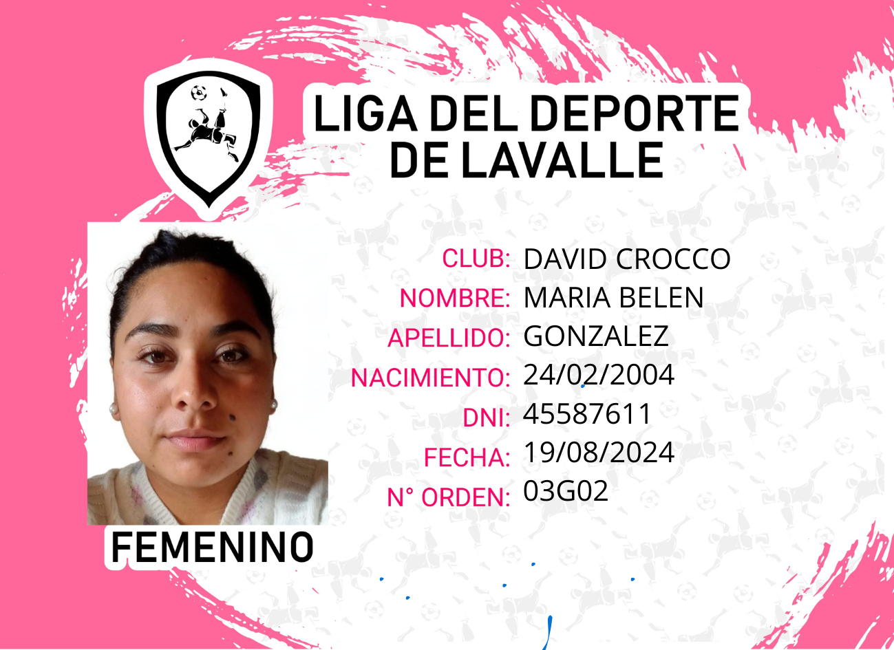 Foto carnet GONZALEZ, MARIA BELEN