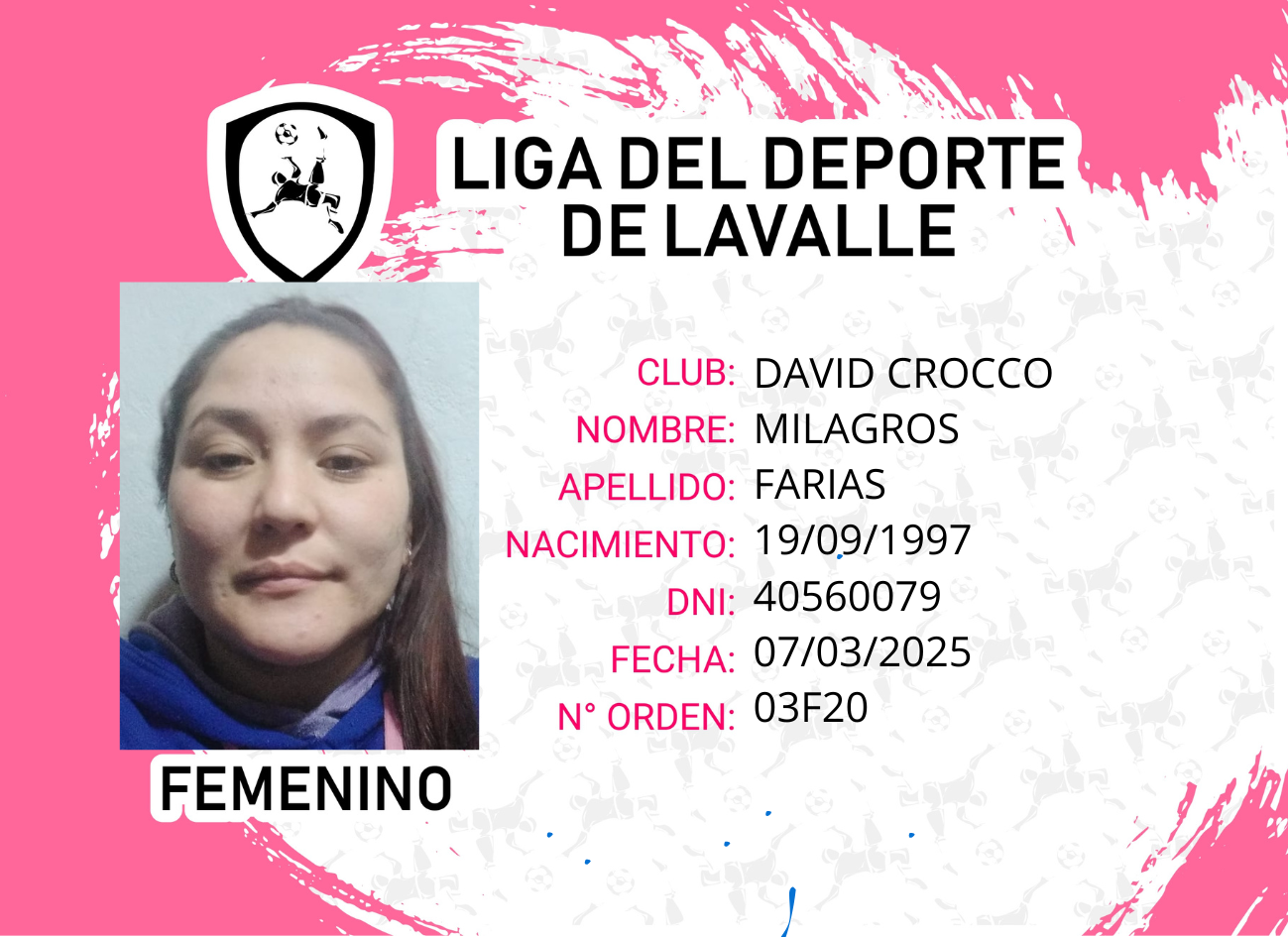Foto carnet FARIAS, MILAGROS