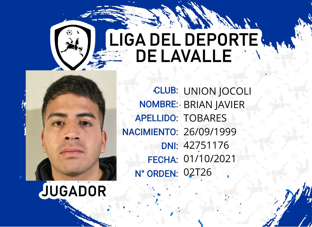 Foto carnet TOBARES, BRIAN JAVIER