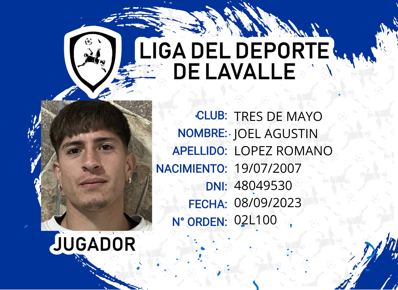 Foto carnet LOPEZ ROMANO, JOEL AGUSTIN