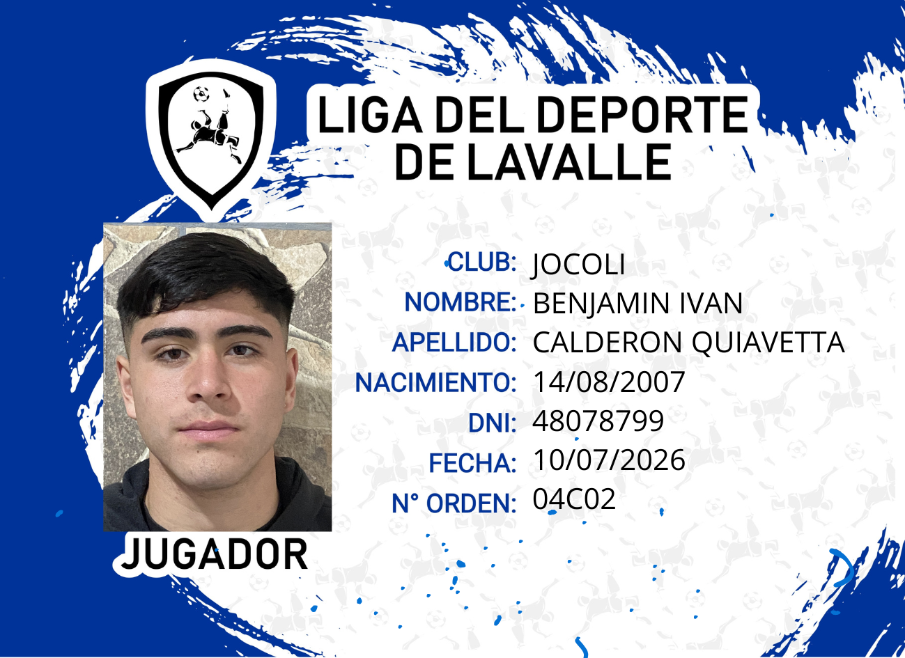 Foto carnet CALDERON QUIAVETTA, BENJAMIN IVAN