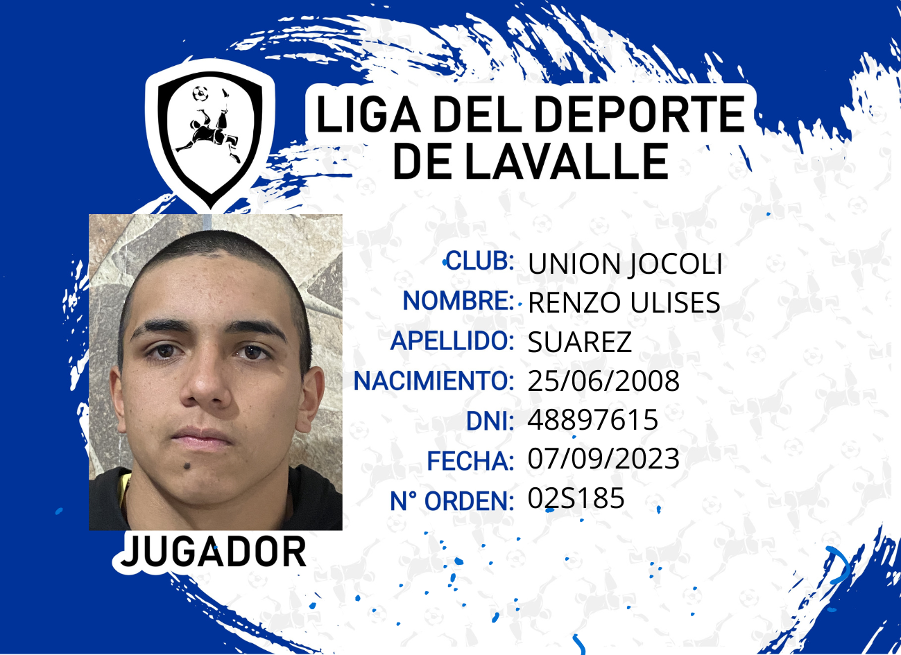 Foto carnet SUAREZ, RENZO ULISES
