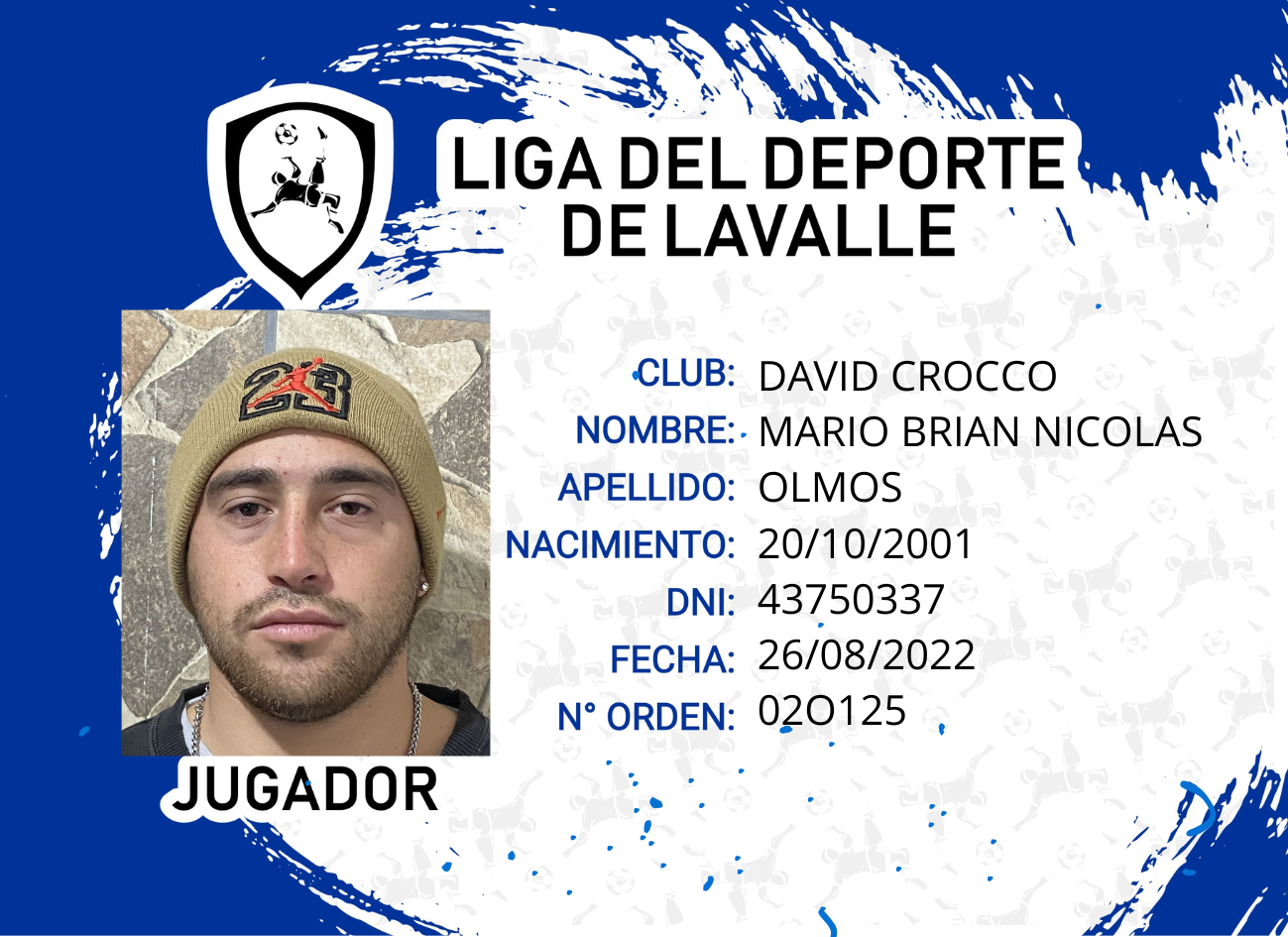 Foto carnet OLMOS, MARIO BRIAN NICOLAS