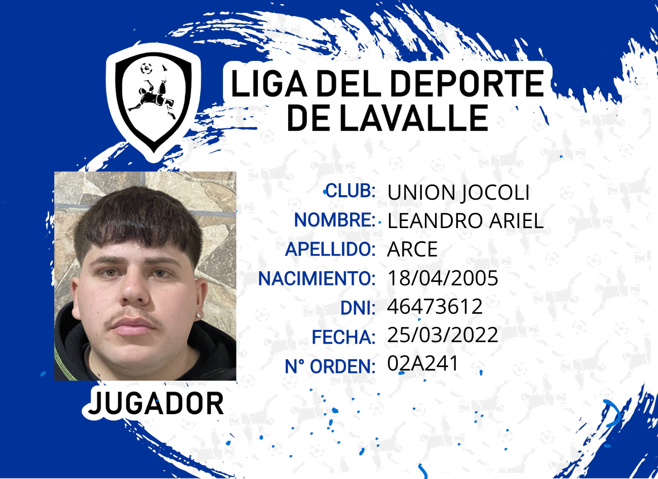 Foto carnet ARCE, LEANDRO ARIEL