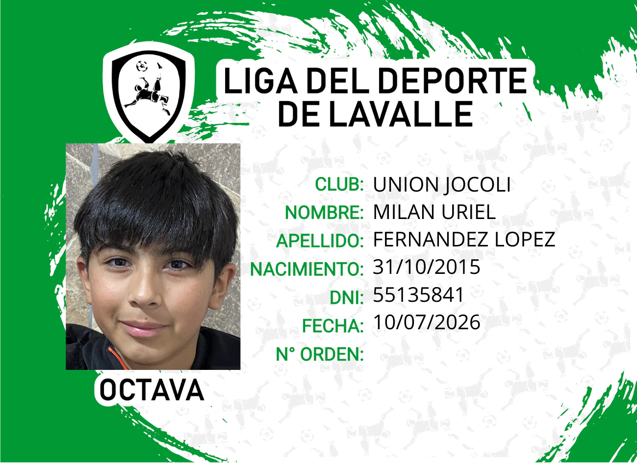 Foto carnet FERNANDEZ LOPEZ, MILAN URIEL