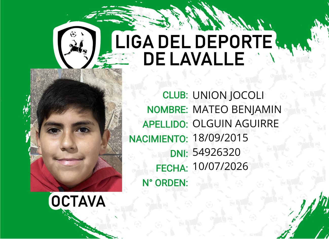 Foto carnet OLGUIN AGUIRRE, MATEO BENJAMIN