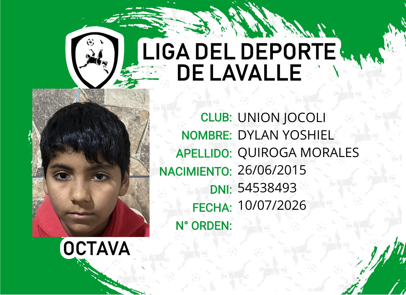 Foto carnet QUIROGA MORALES, DYLAN YOSHIEL