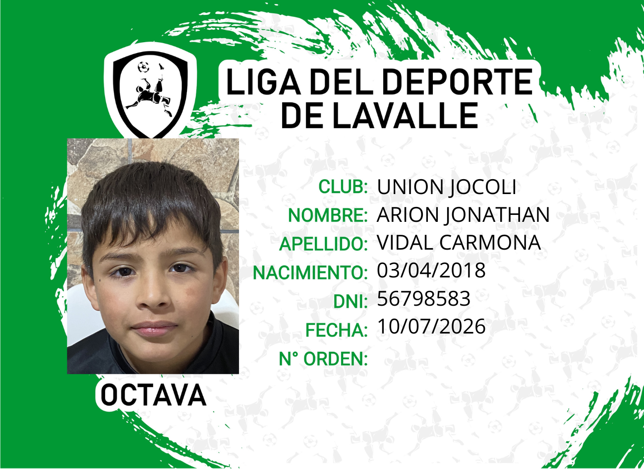 Foto carnet VIDAL CARMONA, ARION JONATHAN