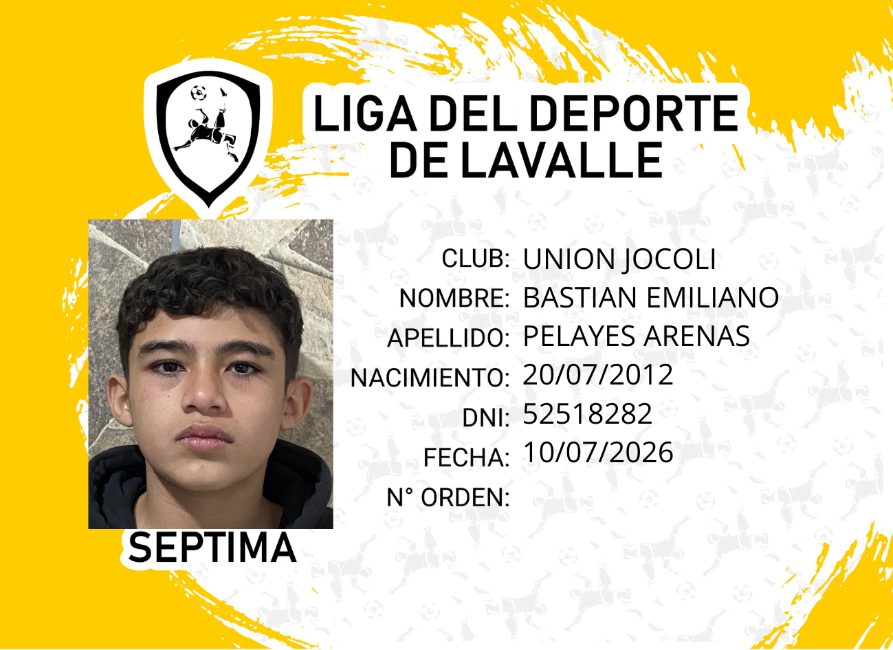 Foto carnet PELAYES ARENAS, BASTIAN EMILIANO
